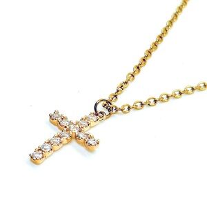 NWOT Dainty Stainless Steel, 18 K gold plated cross necklace 18” with 2” Ext